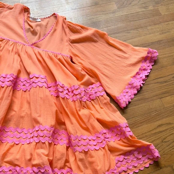 CORAL LUXURY DRESS Flora Sardalos Hydra Ric Rac trimmed dress - Picture 16 of 17